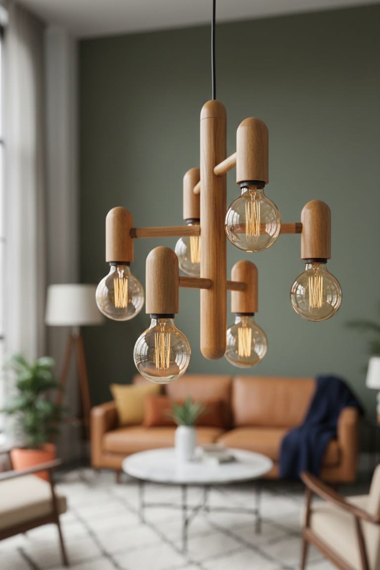 نجفة عنقود الخشب ليد