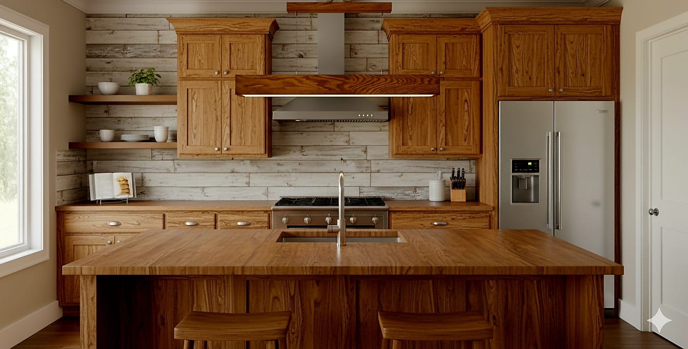 إضاءة بار مطبخ خشبية